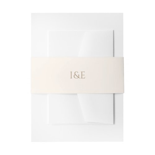 Modern Minimalist Ivory Monogram Wedding Invitation Belly Band