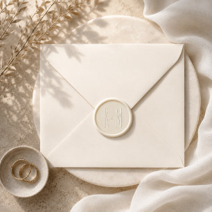 Modern Minimalist Ivory Monogram Wedding Wax Seal Sticker