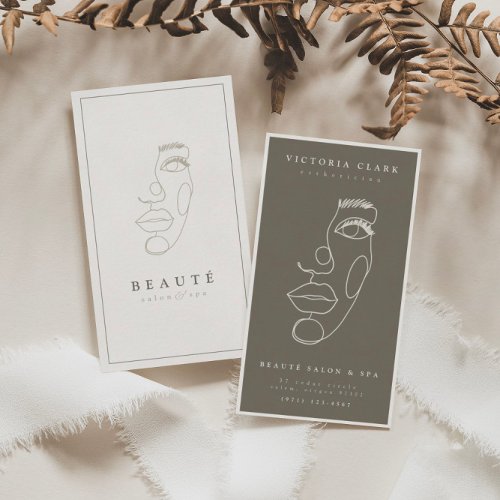 Modern Minimalist Ivory/Neutral Salon &amp; Spa Business Card