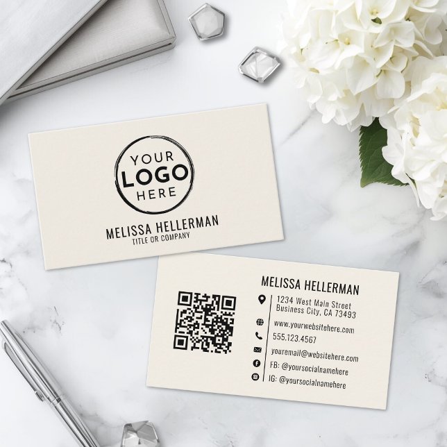Modern Minimalist Ivory Professional Logo Business Card (Modern Minimalist Ivory Professional Logo Business Card )