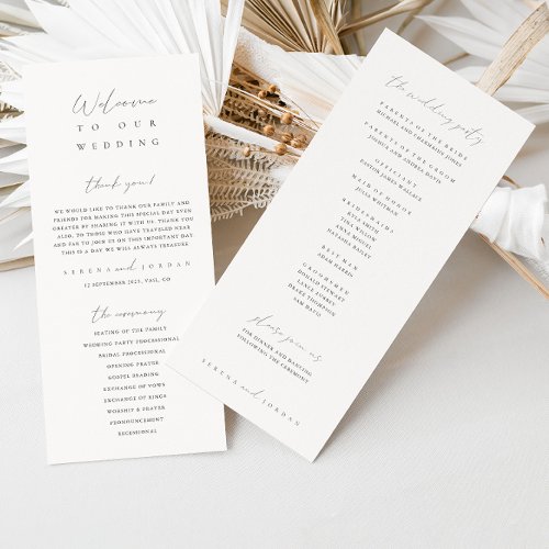 Modern Minimalist Ivory Wedding Ceremony Program