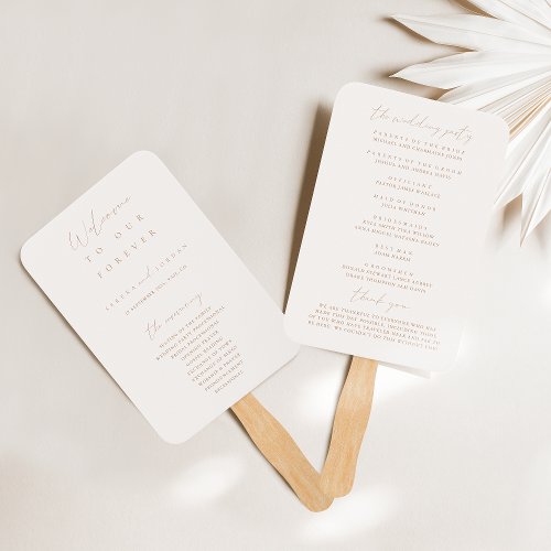 Modern Minimalist Ivory Wedding Program Hand Fan