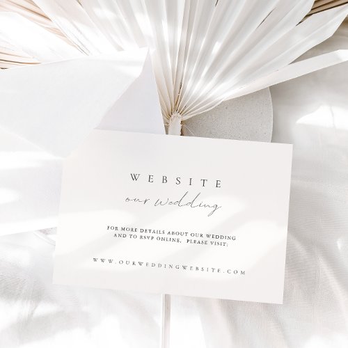 Modern Minimalist Ivory Wedding Website Card