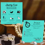 Modern Minimalist Jewelry Care Instructions Teal Enclosure Card at Zazzle