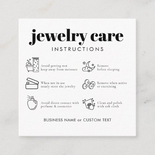 Modern Minimalist Jewelry Care Thank You Business  Enclosure Card