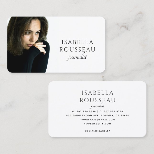 Modern Minimalist Journalist Business Card (Front/Back)