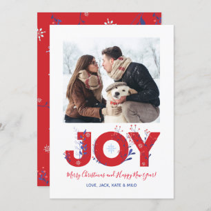 Modern Minimalist Joy Christmas Photo Card