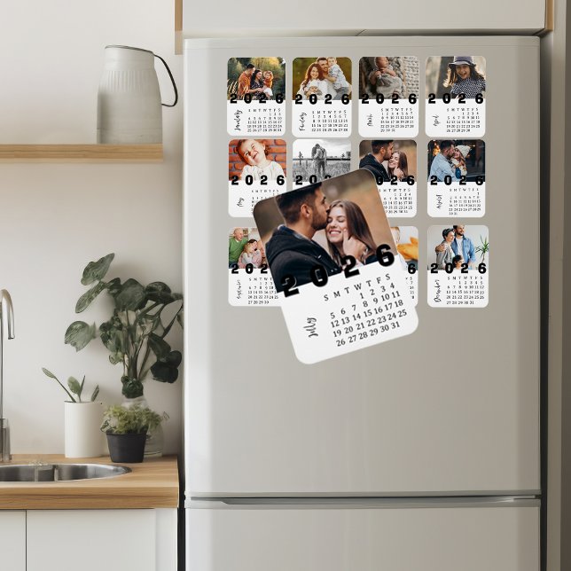 Modern Minimalist July 2026 Photo Calendar Magnet (Modern Minimalist July 2026 Photo Calendar Magnet)