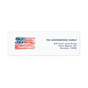 Modern & Minimalist July 4th Watercolor Flag Label