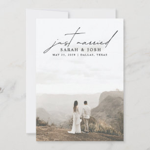 Modern Minimalist Just Married Photo Wedding Announcement