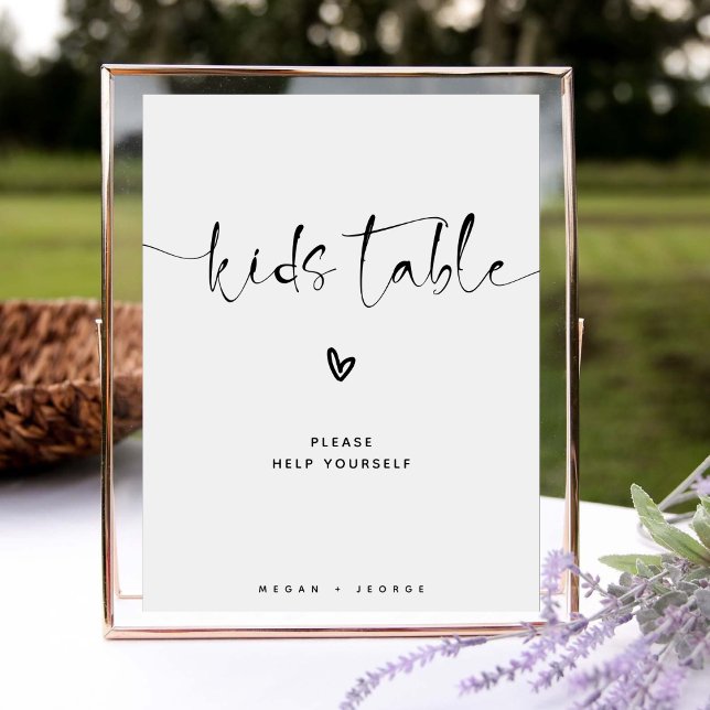 Modern Minimalist Kiddos Table Wedding Sign (Creator Uploaded)