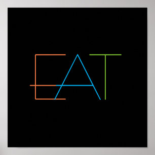 modern minimalist kitchen wall art poster eat