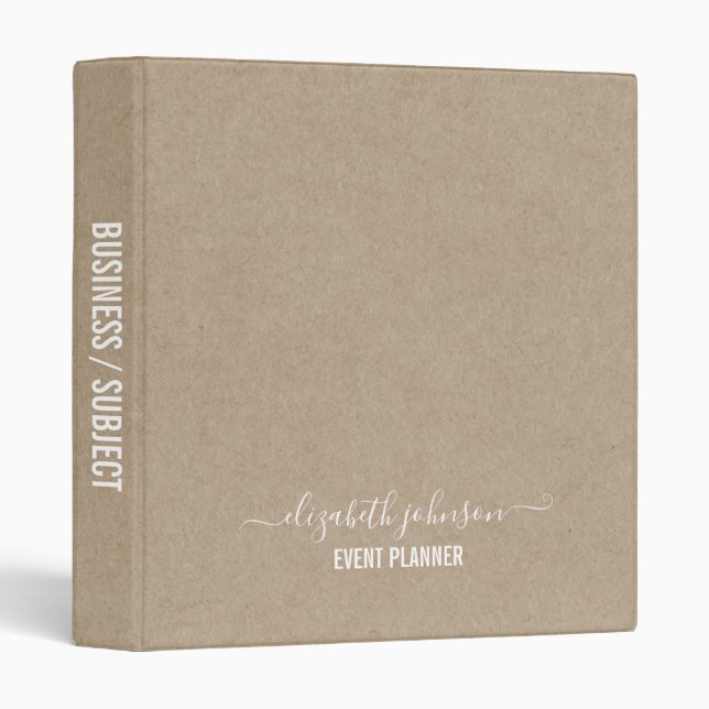 Modern Minimalist Kraft 3 Ring Binder (Front/Spine)