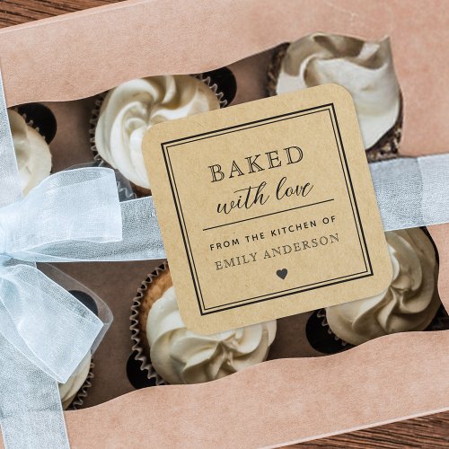 Modern Minimalist Kraft Baking Gift Bakery Square Sticker