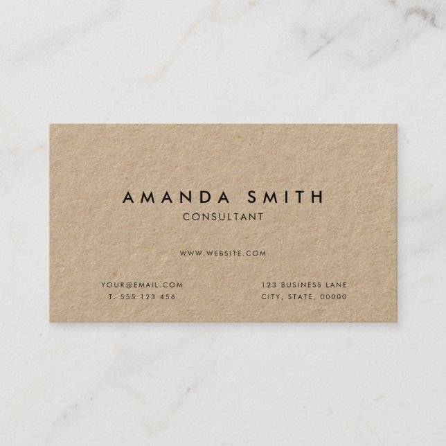 Modern Minimalist Kraft Business Card (Front)