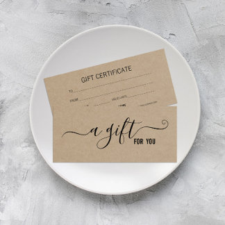 Modern Minimalist Kraft Business Gift Certificate