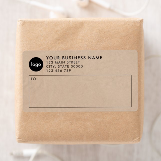 Modern Minimalist Kraft Business Logo Shipping Label (Insitu)