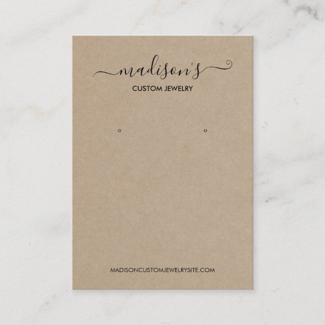 Modern Minimalist Kraft Jewelry Earring Display Business Card (Front)