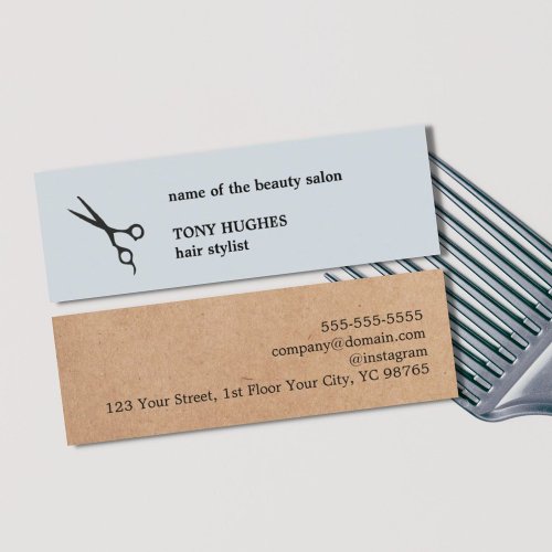Modern Minimalist Kraft Paper Black Hair Stylist  Mini Business Card