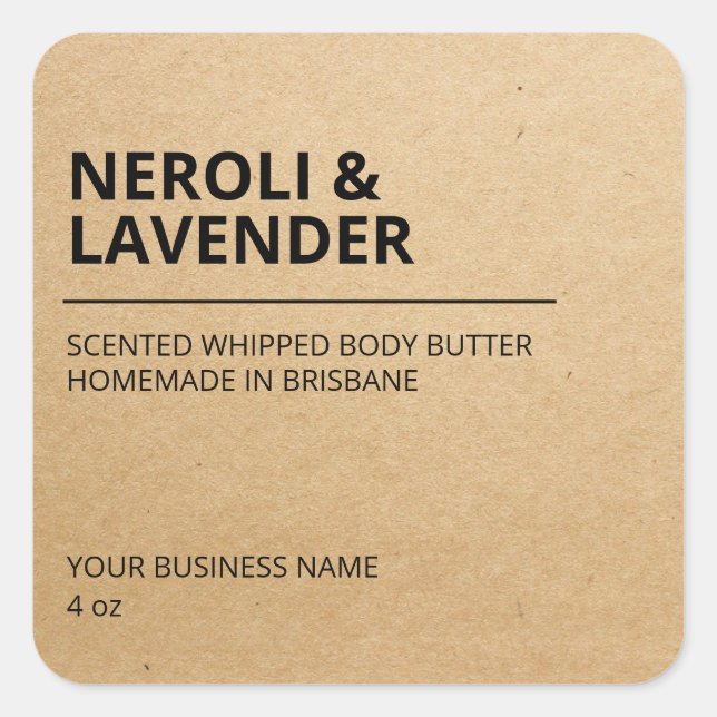 Modern Minimalist Kraft Paper Body Butter Labels (Front)