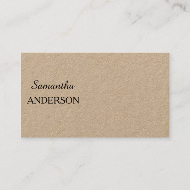 Modern Minimalist | Kraft Rustic Stylish Script  Business Card (Front)