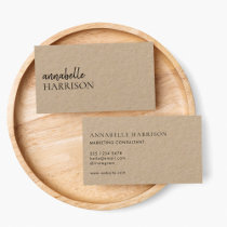 Modern Minimalist | Kraft Rustic Stylish Script Business Card