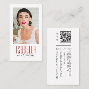 Modern Minimalist Lash Technician Photo Business Card