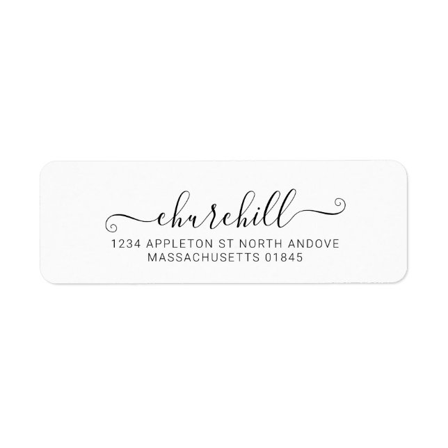 Modern Minimalist Last Name Script Calligraphy Label (Front)