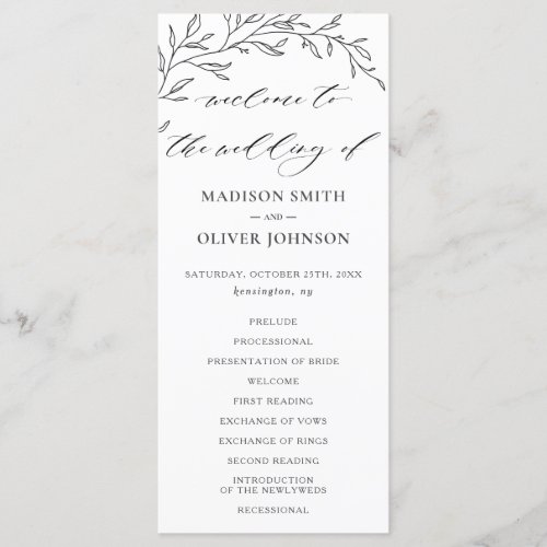 Modern Minimalist Laurel Branch Wedding Program