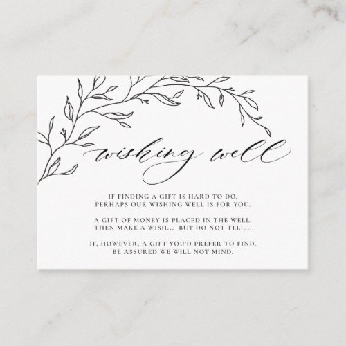 Modern Minimalist Laurel Wedding Wishing Well  Enclosure Card