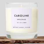 Modern Minimalist Lavender Bridesmaid Bachelorette Scented Candle<br><div class="desc">This elegant lavender minimalist bridesmaid scented candle is classy sophisticated. Perfect gift idea for bridesmaids.</div>