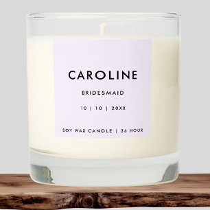 Modern Minimalist Lavender Bridesmaid Bachelorette Scented Candle