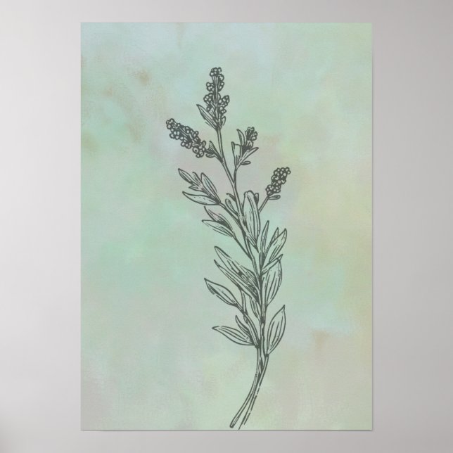 Modern Minimalist Lavender Flower Poster (Front)