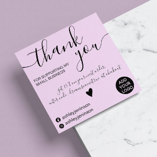 Modern minimalist lavender order thank you square business card