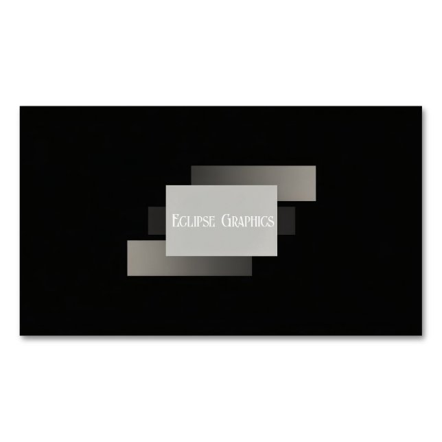 Modern Minimalist Layered Geometric Grey Black Business Card Magnet (Front)