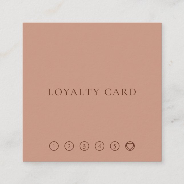 Modern Minimalist Layout Typo Warm Coffee Loyalty Square Business Card (Front)