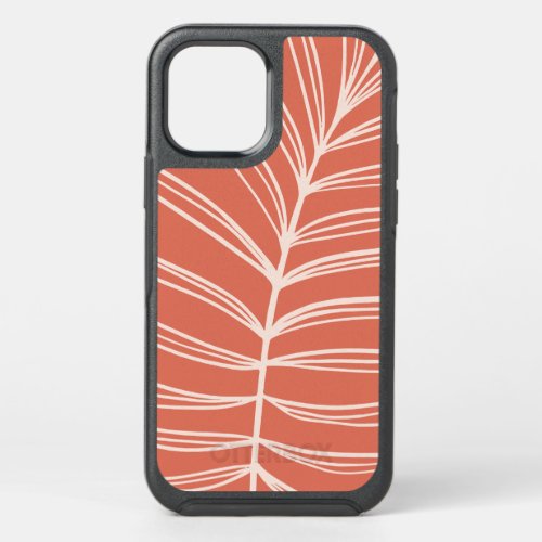 Modern Minimalist Leaf Line Art Drawing Terracotta OtterBox Symmetry iPhone 12 Case