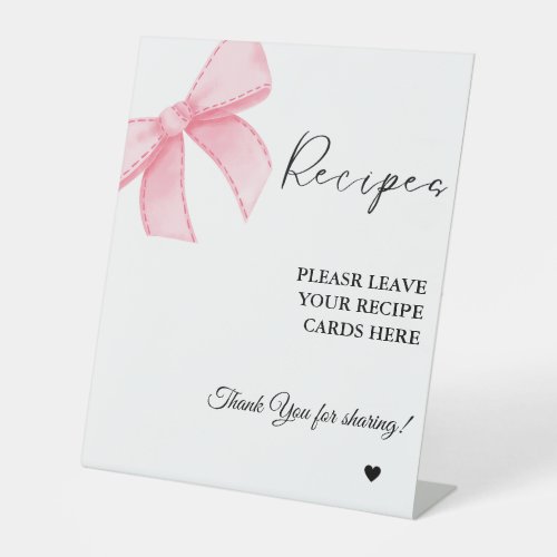 Modern Minimalist Leave your Recipes Bridal shower Pedestal Sign