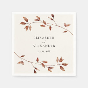 Modern Minimalist Leaves Fall Wedding Napkins