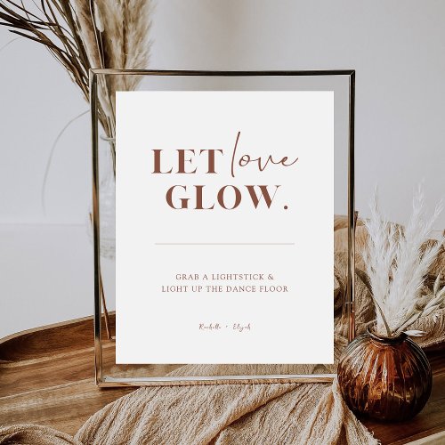 Modern Minimalist Let Love Glow Wedding Send Off Pedestal Sign