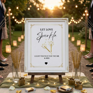 Modern Minimalist Let Love Glow Wedding Sign