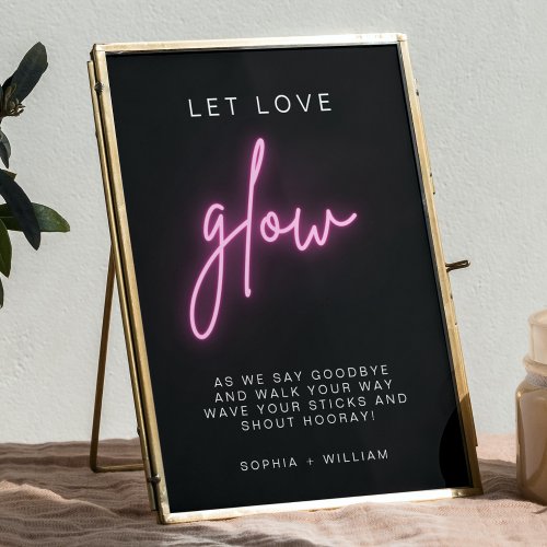 Modern Minimalist Let Love Glow Wedding Sign