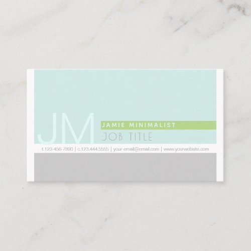 Modern Minimalist  Light Blue Green Grey Business Card