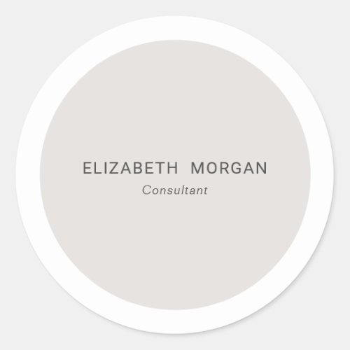 Modern Minimalist Light Gray Beige  Classic Round Sticker