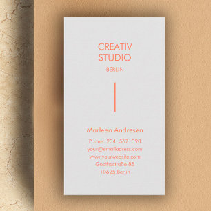 Modern Minimalist Light Gray Orange Business Card