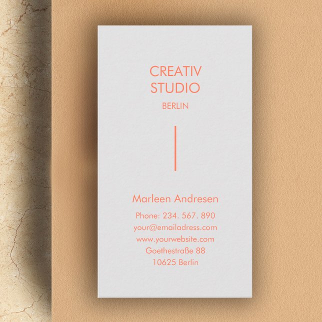 Modern Minimalist Light Gray Orange Business Card (Creator Uploaded)