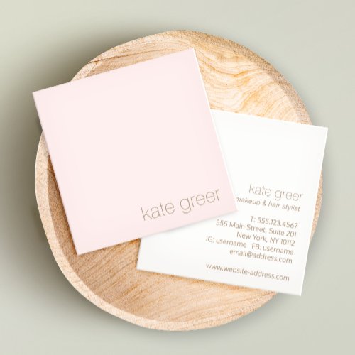 Modern Minimalist Light Pink Beauty Square Square Business Card