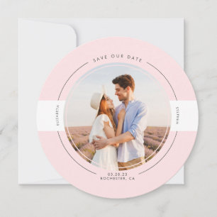 Modern Minimalist Light Pink Save the Date Photo