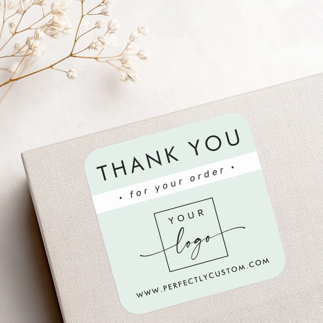 Modern minimalist light sea green business thanks square sticker (Modern minimalist light sea green business thanks square sticker)