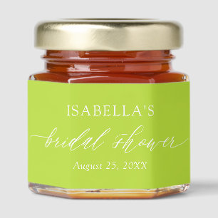 Modern Minimalist Lime Green Bridal Shower Honey Jar Favors